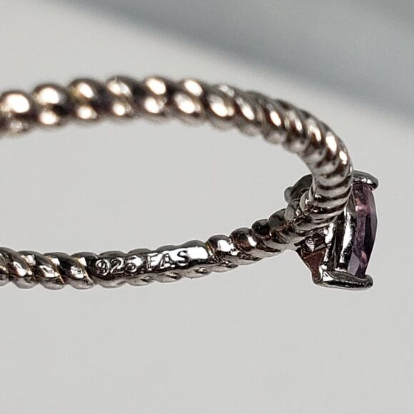 Amethyst Teardrop Faceted Sterling Silver 925 Signed FAS Ring Size 7 - Picture 10 of 16